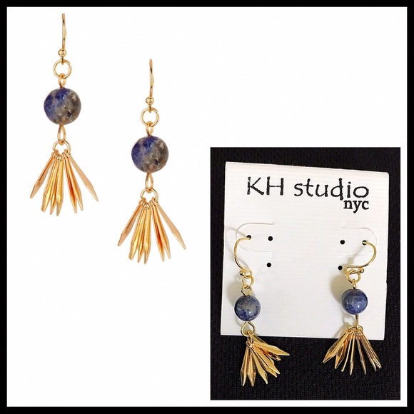 GENUINE LAPIS DAINTY BOHO TASSEL EARRINGS A2C - Picture 8 of 8